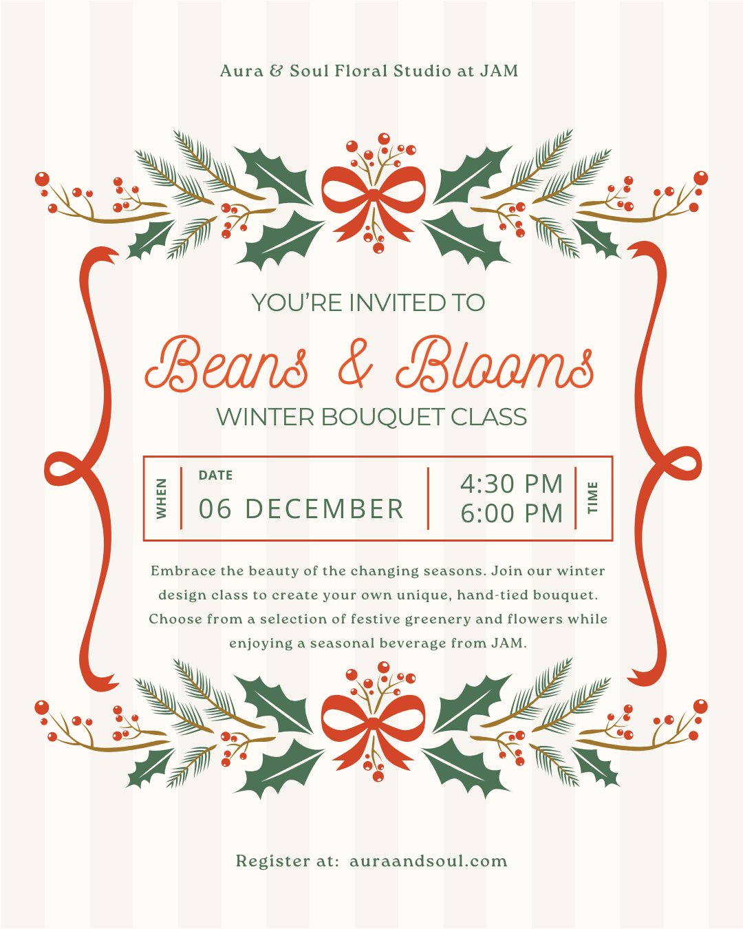 Beans & Blooms: Winter Bouquet Class